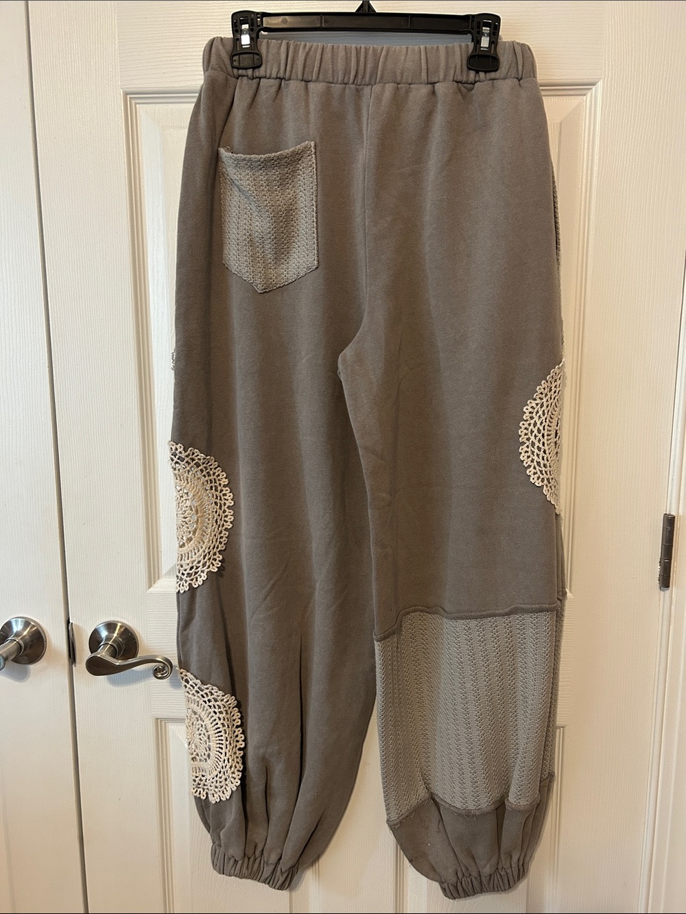 POL Gray Jogger Pants with Cream Crochet Accents - Picture 2 of 8